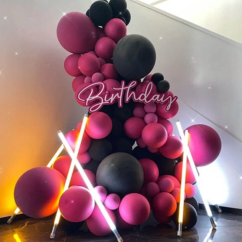 Wholesale birthday party retro pink decorative strips explosion-proof rose red balloon chain