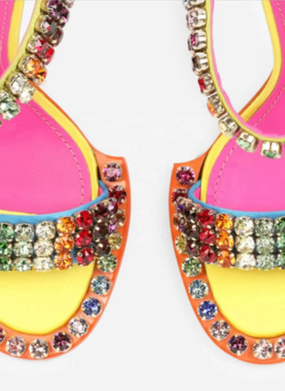 Brand diamonds heels big rainbow rhinestone strap neon pink yellow orange outsole oem sandal sexy ladies stiletto high heels