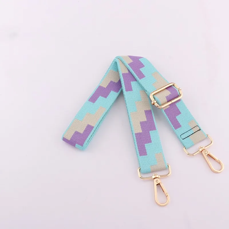 Multicolor Tetris Design Jacquard Webbing Crossbody Bag Straps 3.8cm Wide Adjustable Belt Strap For Ladies Handbag