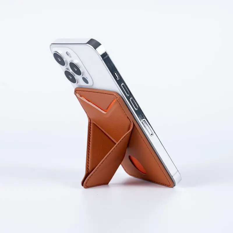 Foldable Phone Holder Back Wallet Card Holder with Phone Stand, Magnetic Credit Card Holder Leather Phone Wallet