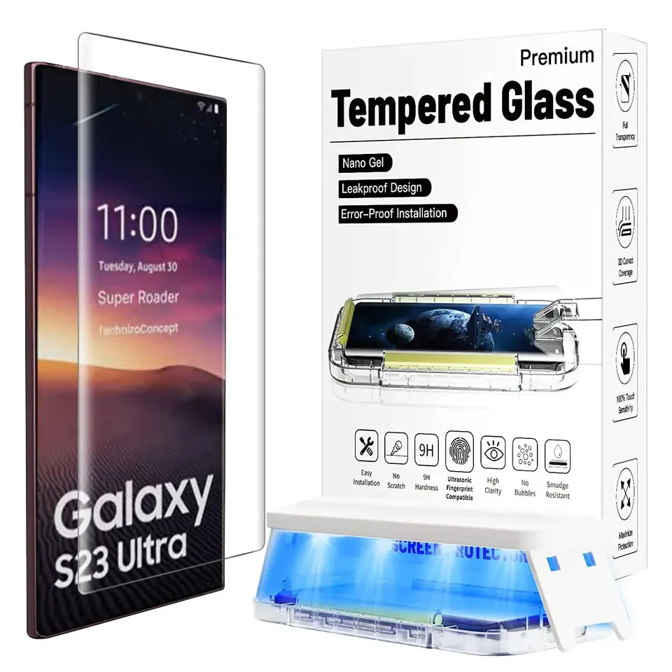 3D UV Light Curved Full HD Clear Fully Ultra Glass Shield For Samsung Galaxy S23 S22 S21 ultra Tempered Glass Screen Protector