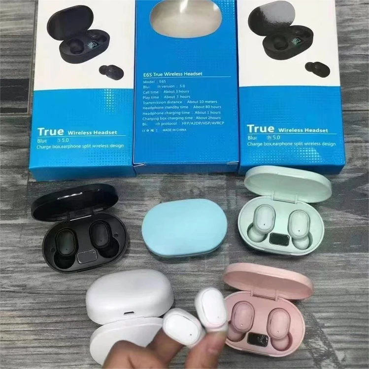 Cheapest Earbud in-ear Headphones TWS Wireless Earphone LED Battery Display Headset 9D Hifi Stereo E6S