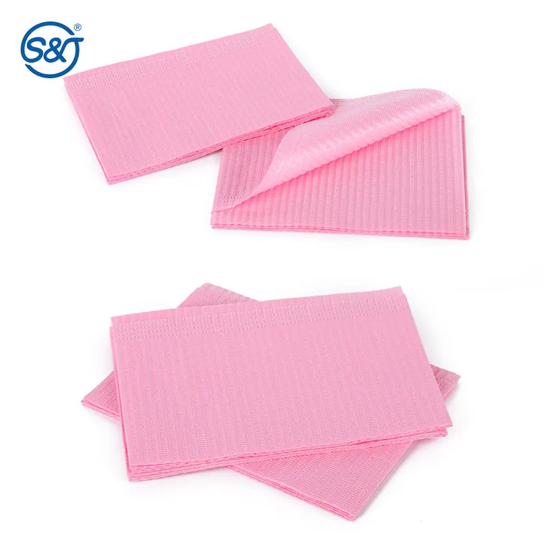 SJ Colorful Dental Bibs ECO Friendly Waterproof Absorbent 3 ply Surgery Disposable Medical Dental Bibs