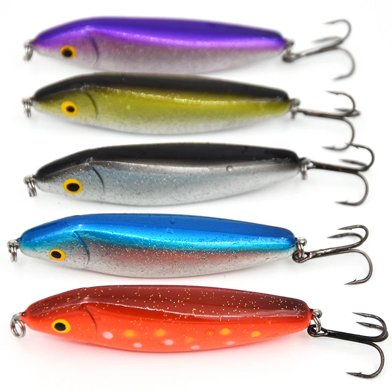 80mm 22g spoon lure Plastic Fishing Lures hard baits Spoon Hard Fishing Lure Treble Hook Salmon Bass Fishing Baits