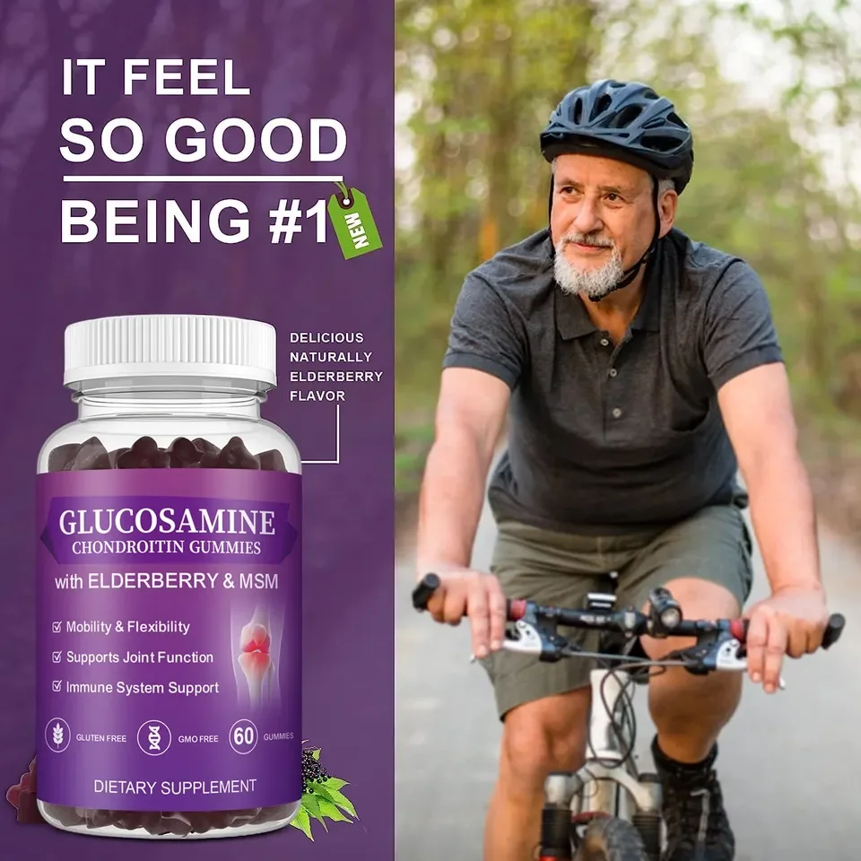 Biocaro Glucosamine Chondroitin Joint Support Gummies Plus Vitamin E - Bone Support Gummies Supplement for Knees & Joint Health