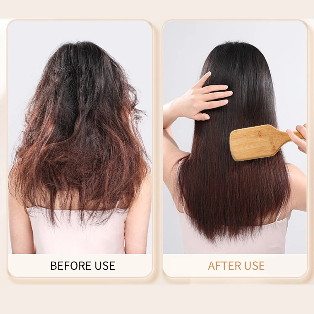 Factory-direct Sale Paddle Custom Logo Bamboo Wood Hair Brush for Detangler Women Hair Bamboo Hair Brush with Cotton Bag