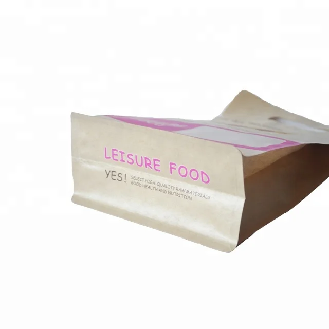 Customized Printed Flat Bottom Stand Up Pouch Clear Window Resealable Packaging Kraft Paper Tea Coffee Bags With Valve