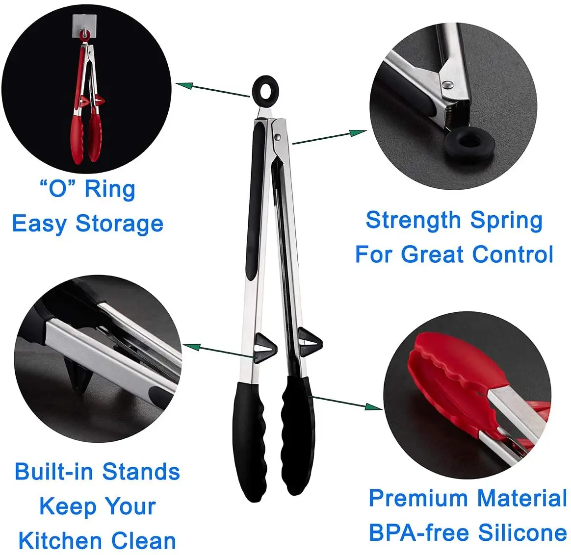 Food Safety Silicone Kitchen Tongs
