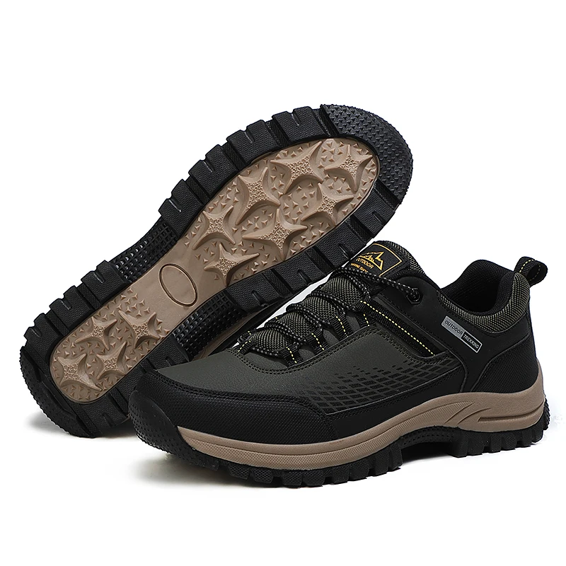 Hot Sale Leather Anti Slip Outdoor Mountain Desert Ankle Climbing Shoes Big Size Hiking Boots Men Hiking Shoes