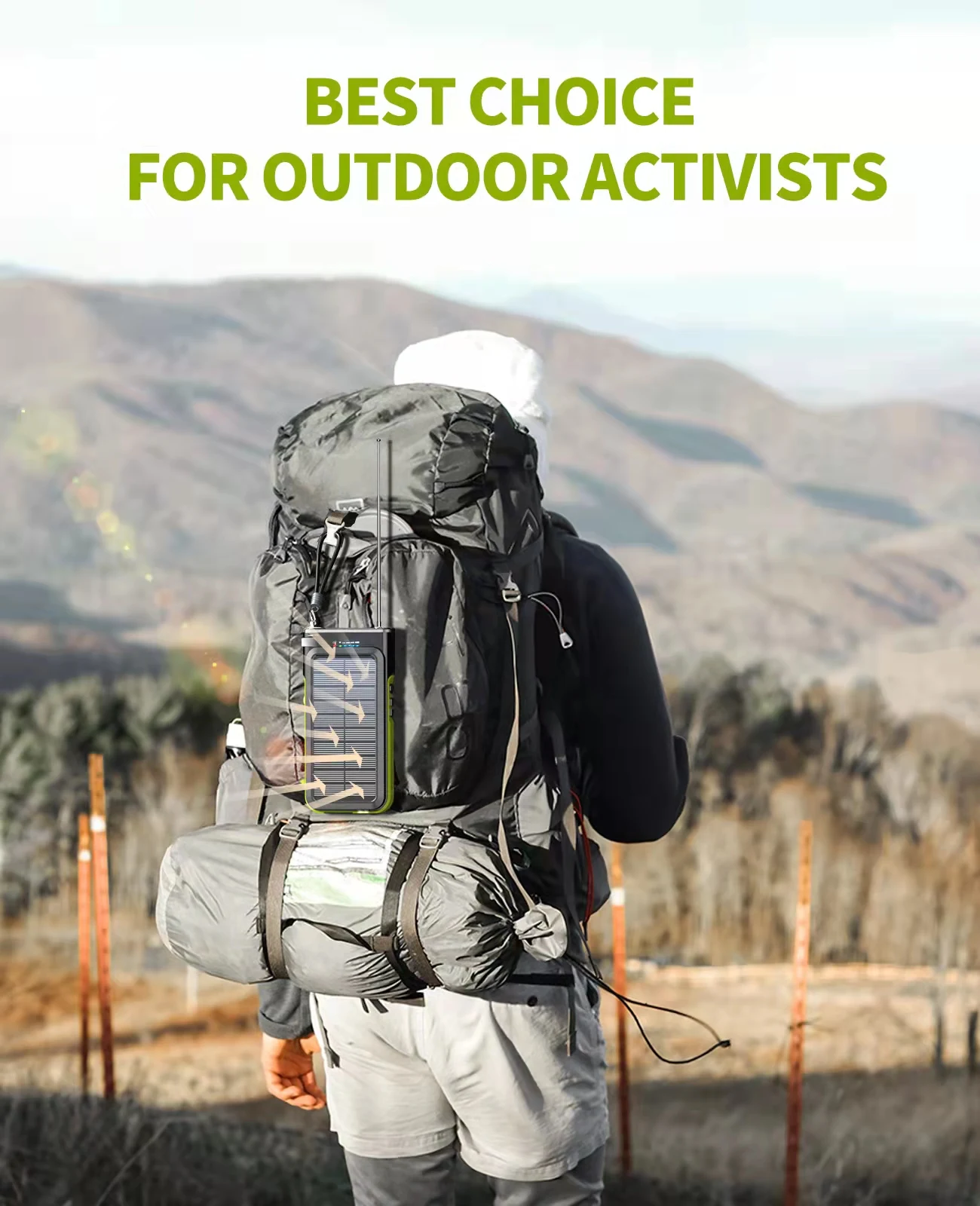 Online New trending 2023 arrivals Splash proof FM radio Wireless charger Mobile Phone Solar power bank with 2 cables