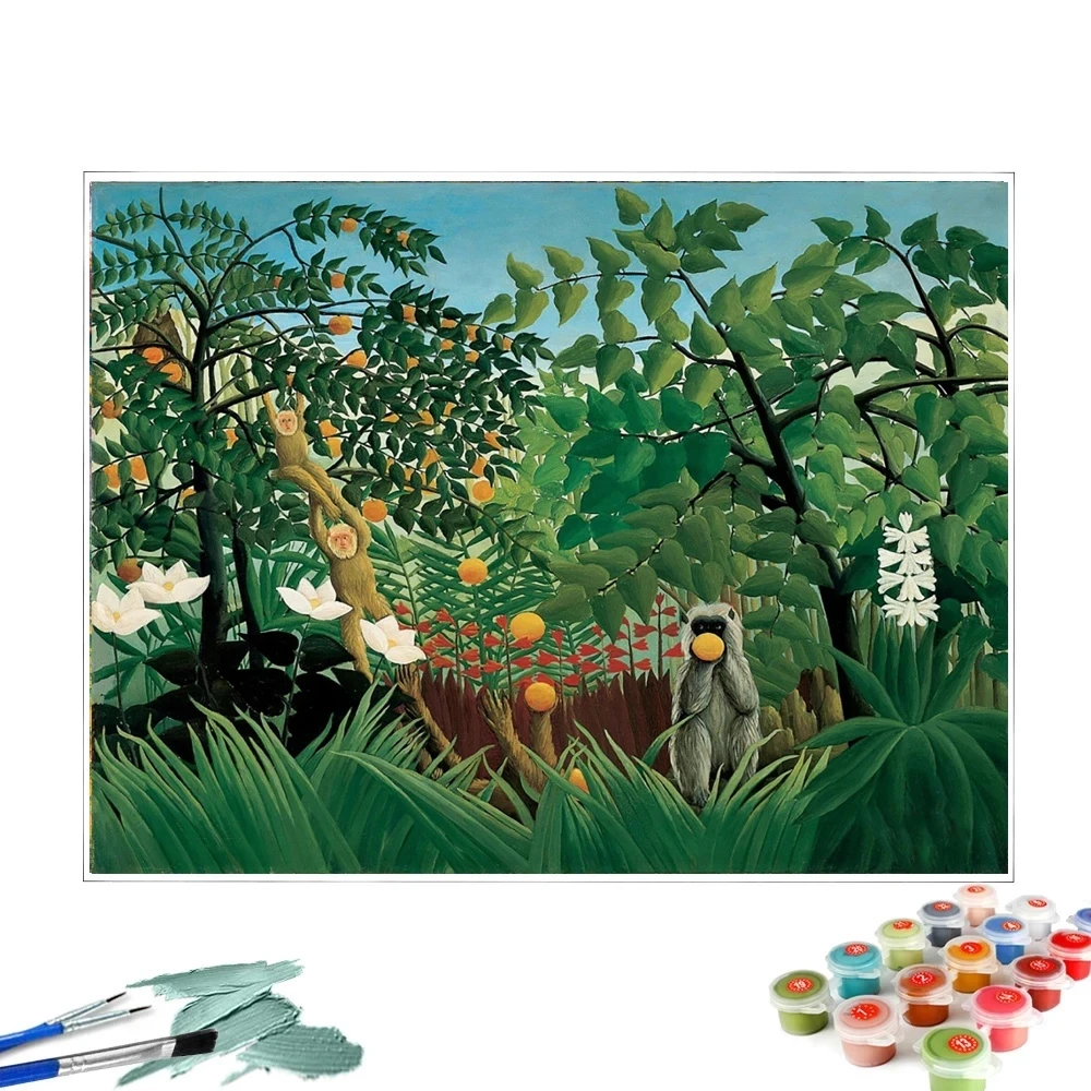 DIY Hand-painted Digital Paint By Number Summer Woods Monkey Landscape Canvas Gifts Crafts Oil Painting