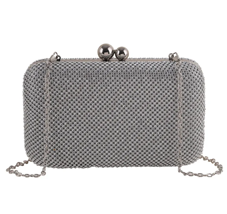Women Rhinestone Metal One Shoulder Chain Clutch Bag Diamond   Fashion Handbag Crystal Ladies Wallet
