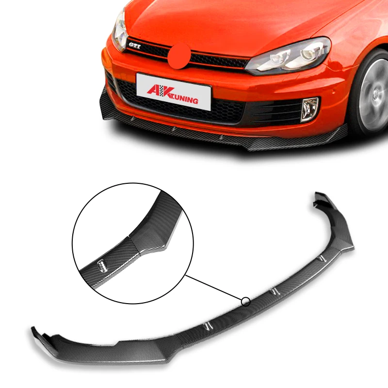 Front Bumper Lip Splitter Spoiler Lip Carbon Fiber Plastic Glossy black for Volkswagen Bodykit Golf 6 GTI  2010 2011 2012