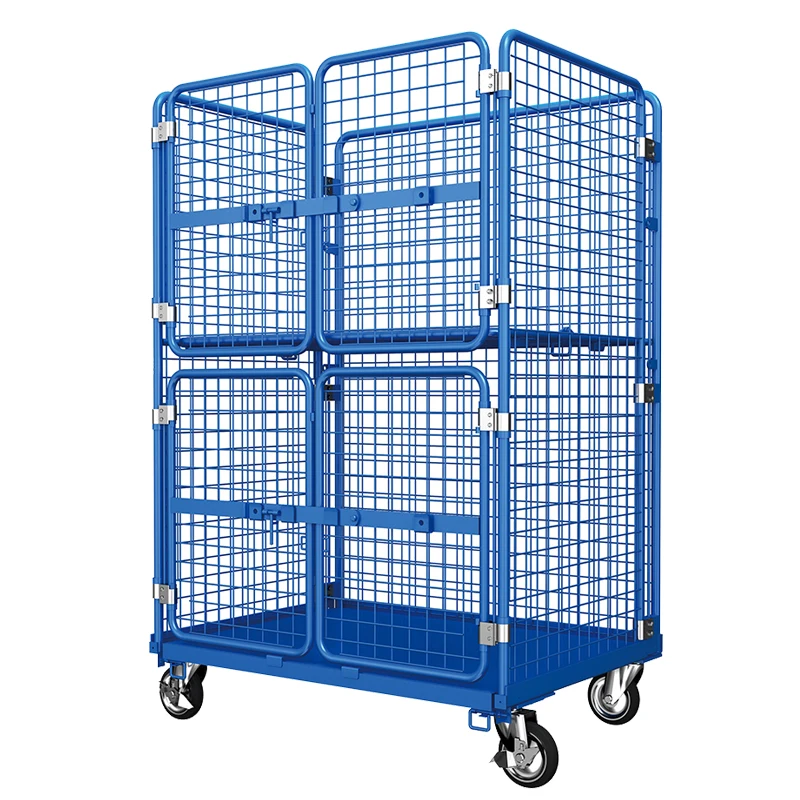 metal foldable warehouse logistic cage cart Galvanized pipe cart