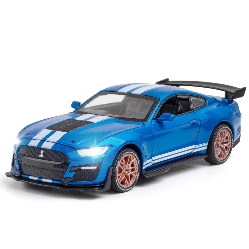1:32 Ford Mustan Shelby GT500 die cast car model toy for kids 16cm pull back simulation alloy car With Sound/Light