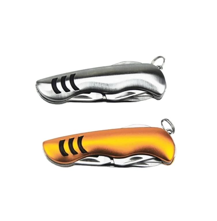 mini folding pocket inox knife with 6 accessories