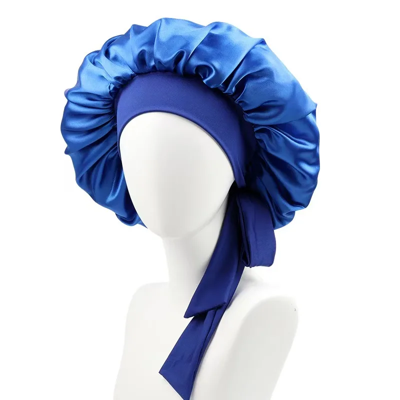 Solid color multicolor satin solid stretch ribbon shower makeup cap anti-knot beauty perm cap