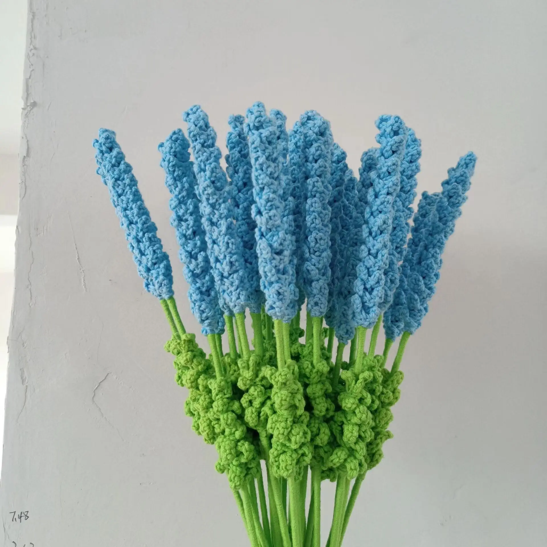 wholesale colorful  Handmade Crocheted knitting woolen yarn Artificial lavender Bouquet for gift