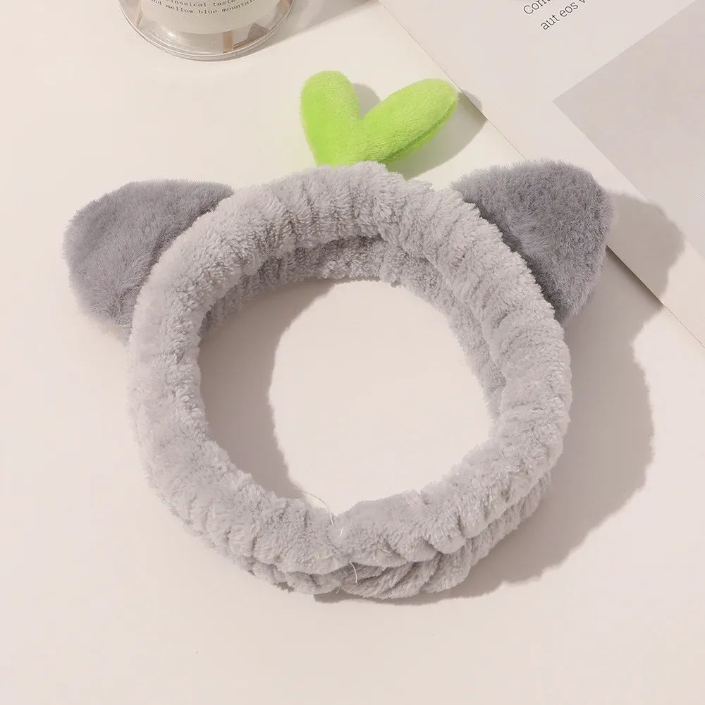 Elasticity Coral Fleece Bow Headbands Girls Cute animals Hair Band Headwear Women Face washing makeup Hair Accessories