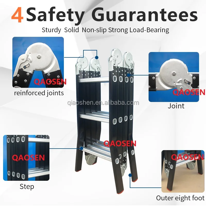 Multi-Functional Ladder Big Hinge Black Oxidation Outer Eight Feet with Iron Plate