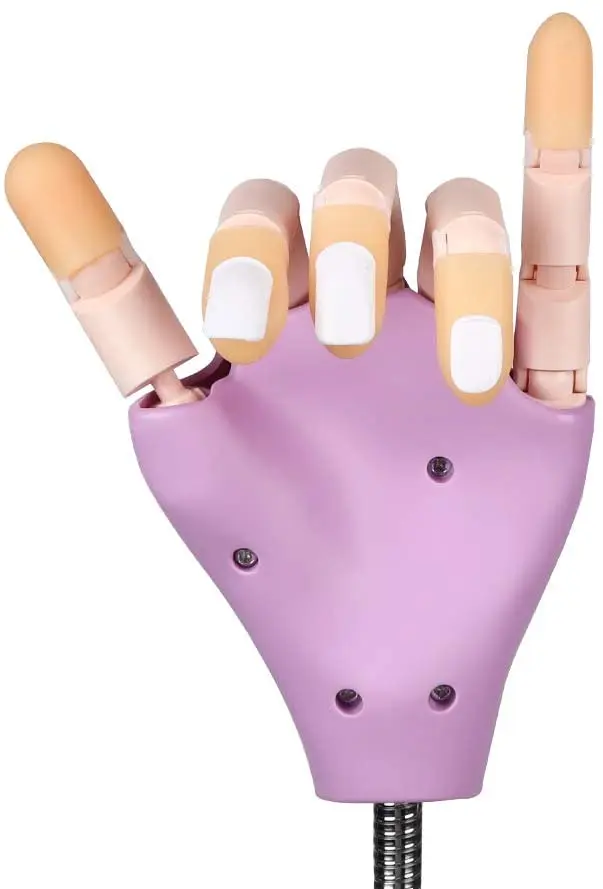 Ready Stock Purple Upgraded Practice Nail Hand For Acrylic Nail Tips Flexible Trainer Silicone Nail Training Practice Hand