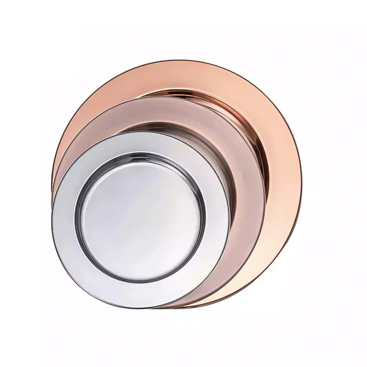Mirror Rose Gold And Sliver Stainless Steel Charger Plates For Home Decor