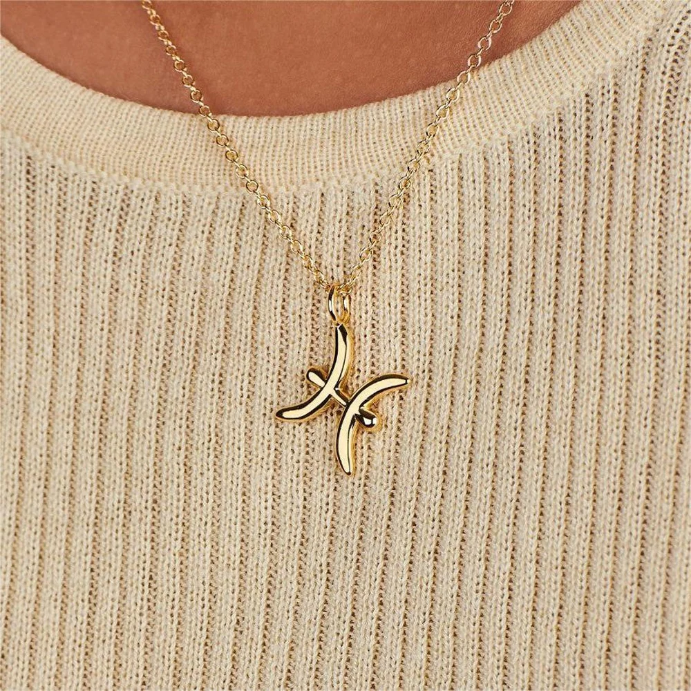 Fashionable Simple Style Horoscope Pendant Stainless Steel Necklace Zodiac Jewelry Birthday Gifts for Women