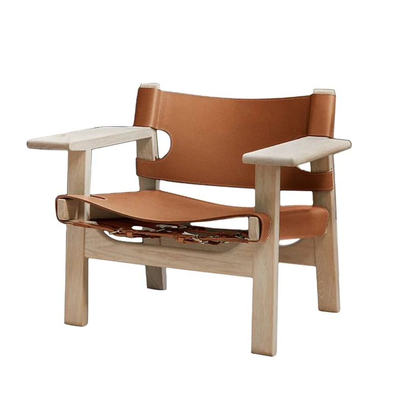 Balcony leisure chair living room single person sofa saddle leather handmade chair  designer Spanish hunting chair