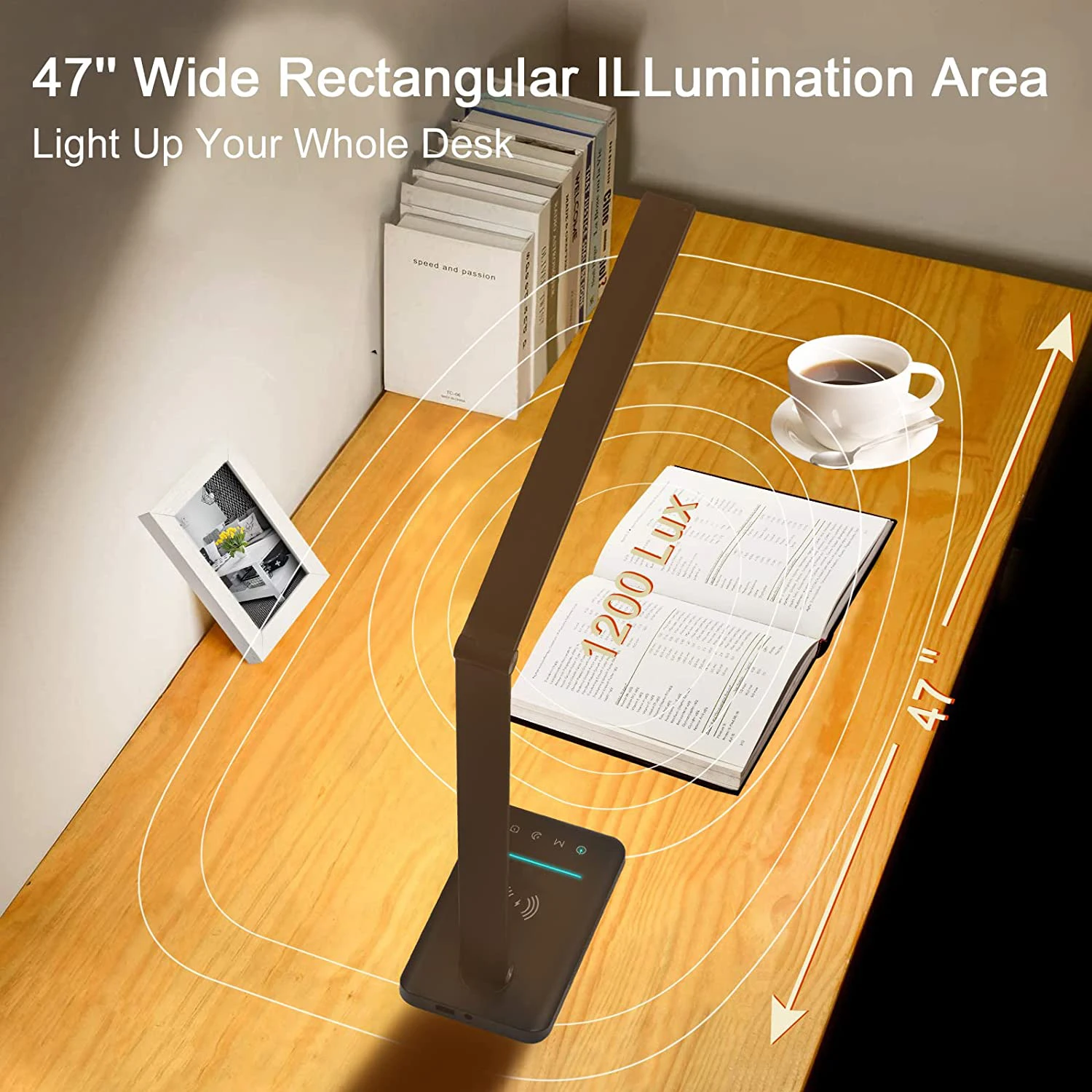 2023 Newest Multifunctional LED Desk Lamp with Wireless Charger 5w 5 Brightness Levels Office Lamp with Adapter