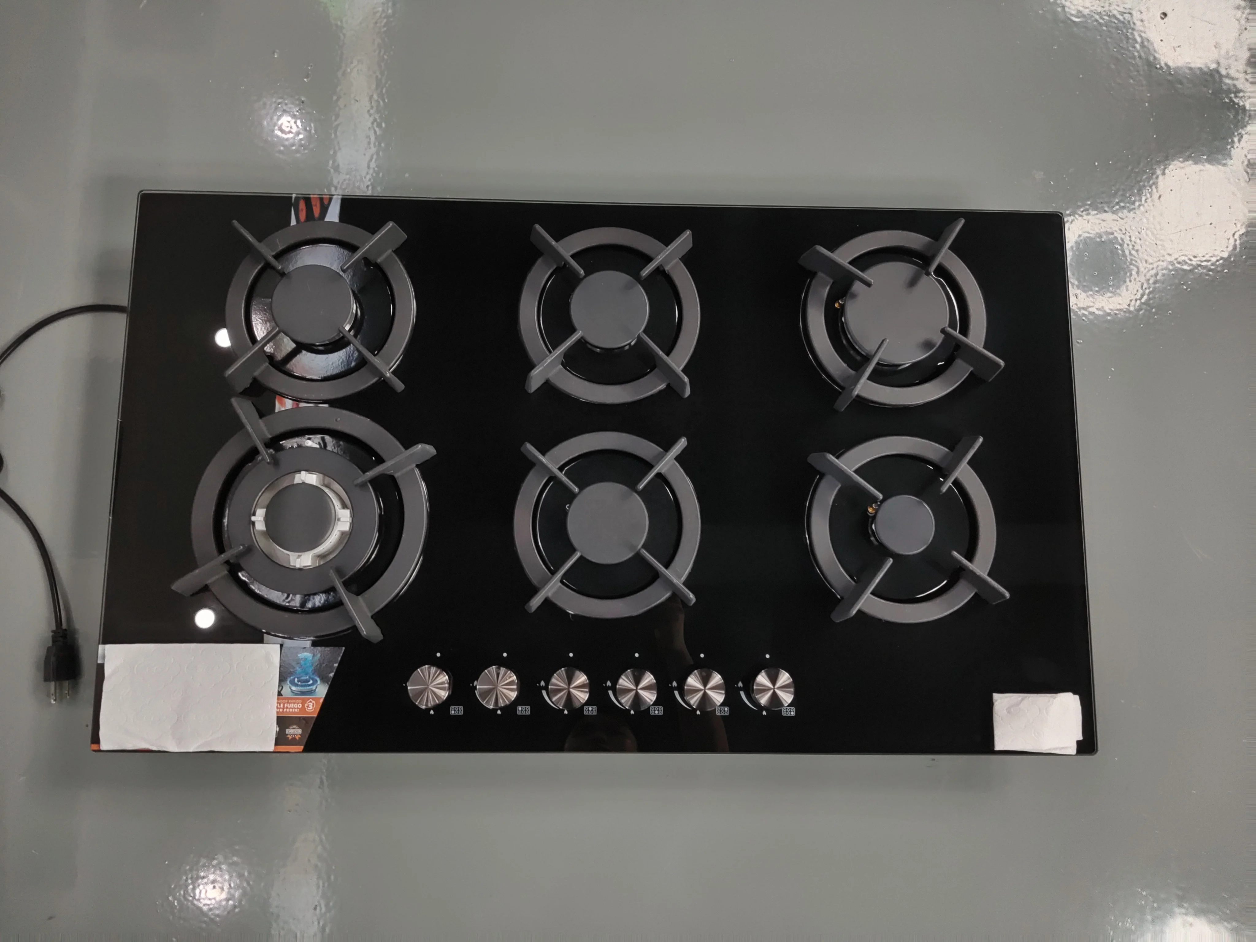 Wholesale Price 6 burner kitchens Gas hob tempered glass panel gas cooker Built in Gas stove