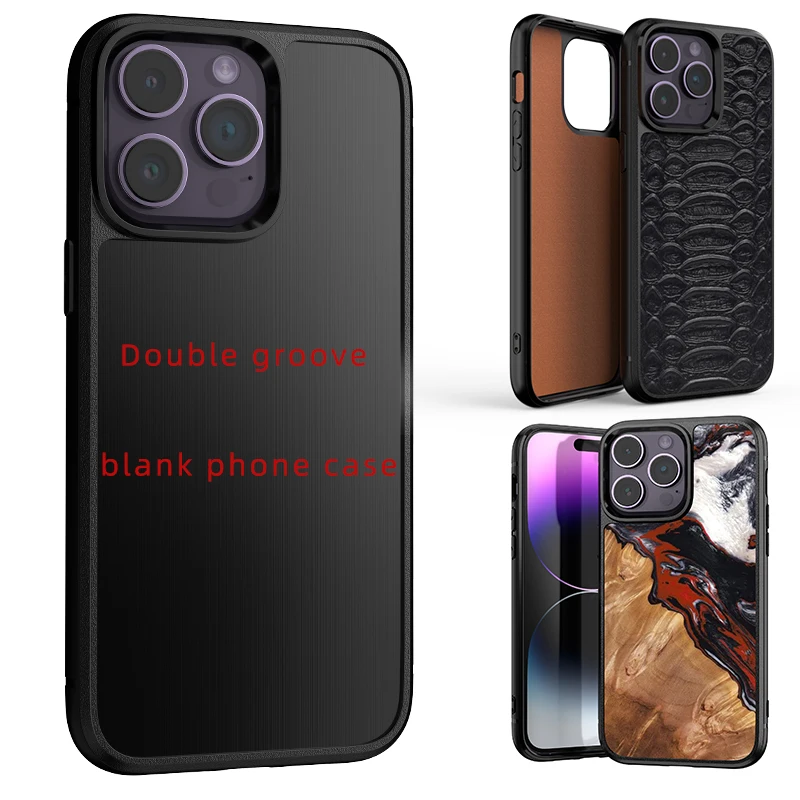 High quality PC tpu Inlay double Groove Blank Cell Phone Case for iphone 12 pro13 14 15 pro max Customize your logo