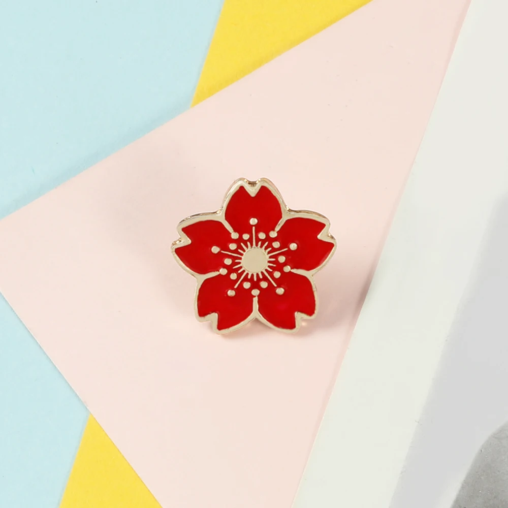 Sweet Cherry Blossom Flower Brooch Japanese Sakura Enamel Pins BackPack Collar Button Lapel Pin Badge Women Jewelry Female Gift
