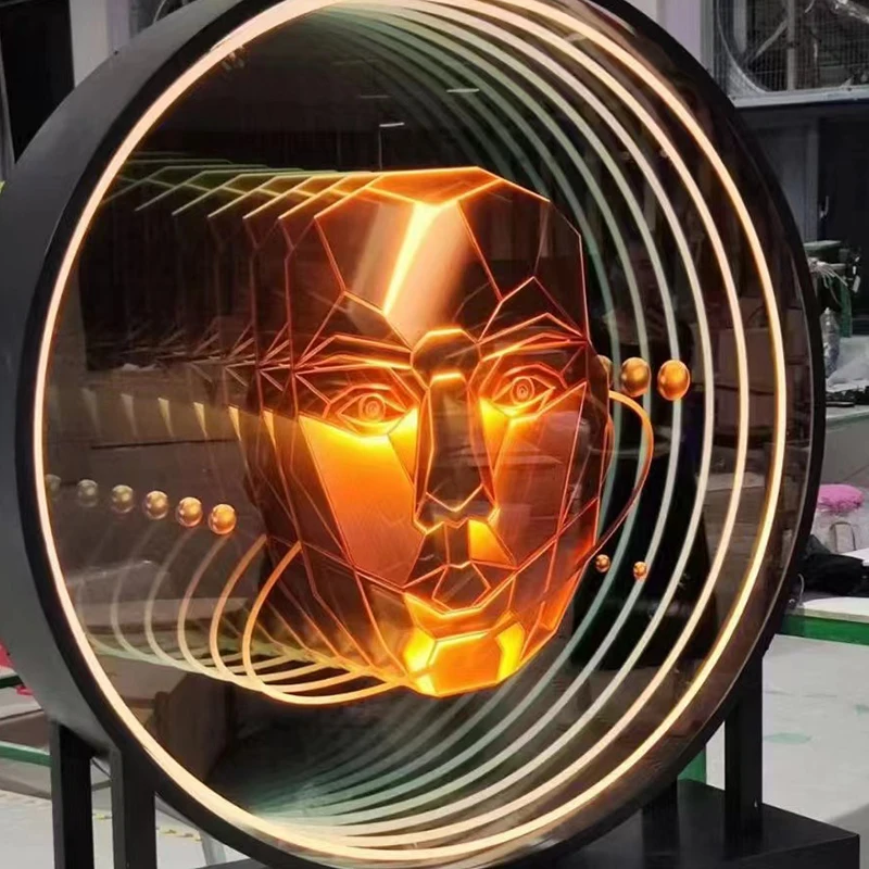 Зеркало бесконечного света светодиодная неоновая вывеска 3d с подсветкой логотипа оптом