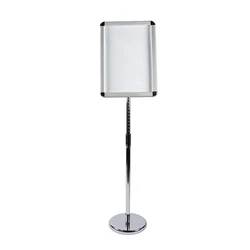 A3A4 size poster display banner floor standing stainless steel  water injection plastic base rotating foldable poster stand