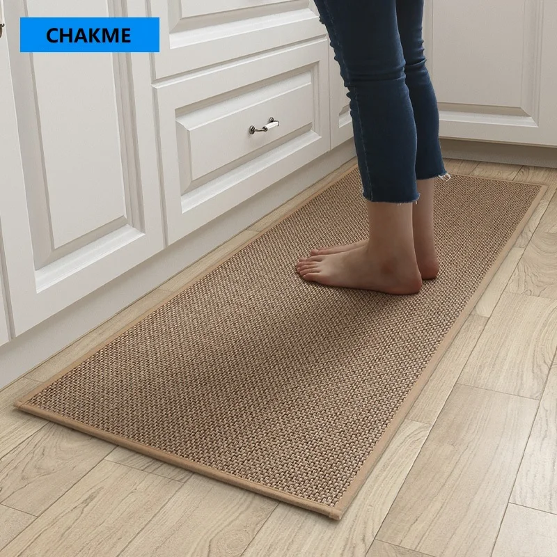 Manufacturer wholesale waterproof and oil resistant kitchen linen mat pattern customized anti slip sisal kitchen mat
