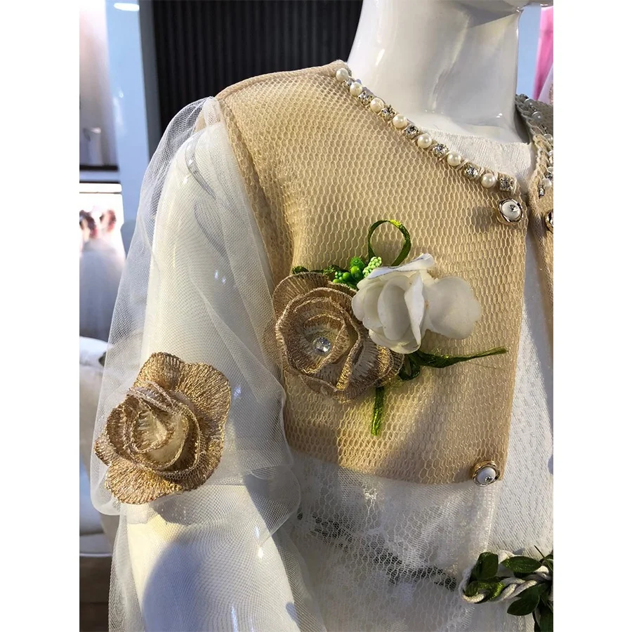 kids dress gown coat with white frock