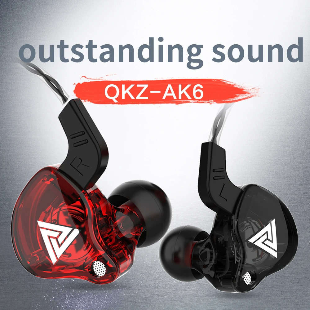 QKZ AK6 Bass Stereo Headset HiFi Music Earbuds 3.5mm Plug Comfortable To Wear Noise Cancelling Sport Running Headphones