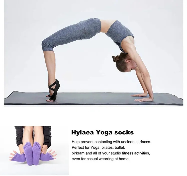 Yoga Socks Non-Slip Grips for Pilates Ballet Dance Barefoot Workout Cotton Open Toe Women Sports Socks