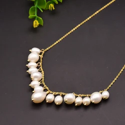Natural Fresh Water Pearl Tassel Pendant Necklace For Women Wedding Party 925 Sterling Silver Jewelry