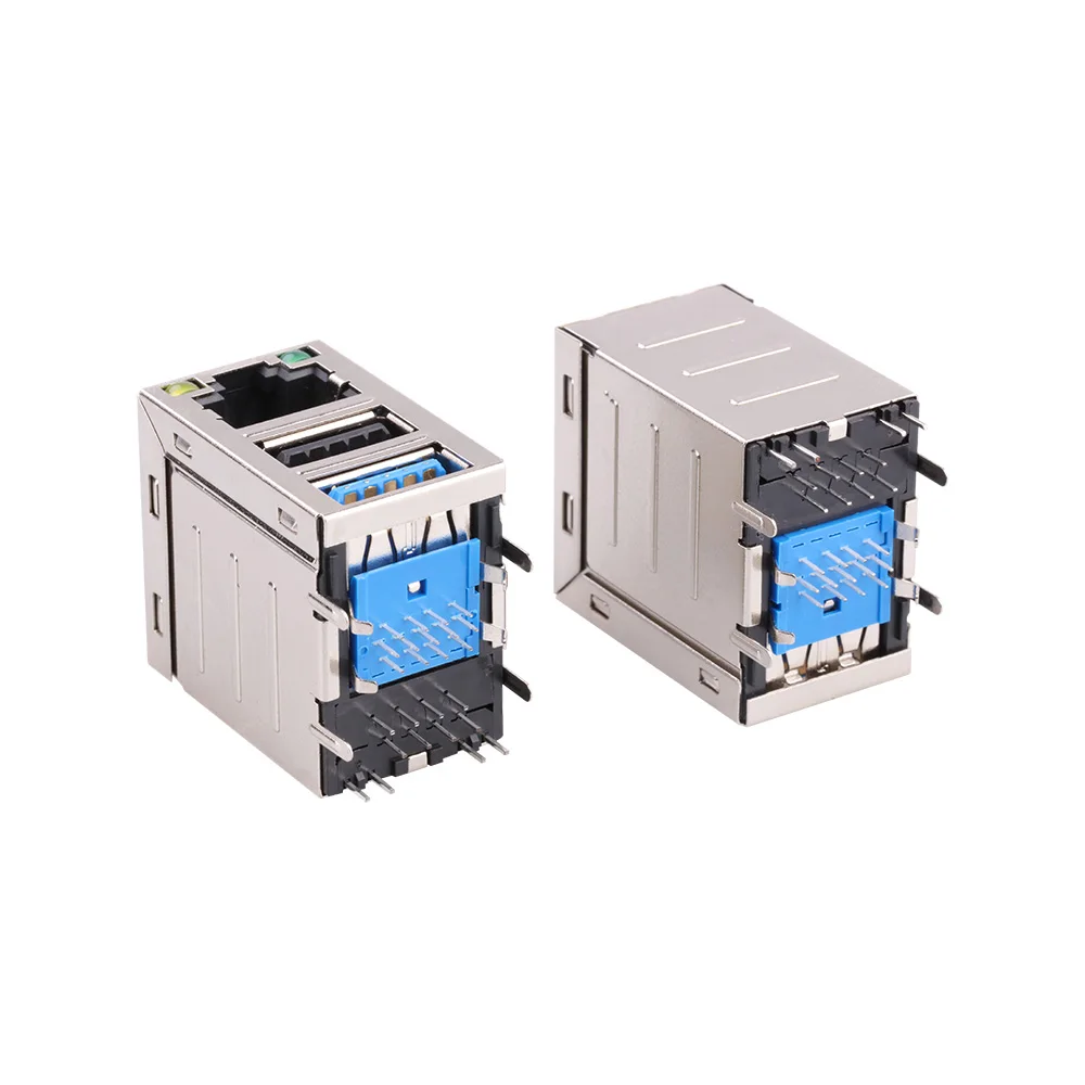 RJ45 1*1 USB Adaptor Cat6 Male/Female Jack 10P Metal Alloy with Nickel & Tin Contacts FPC & PCB Application 0.5mm Pitch