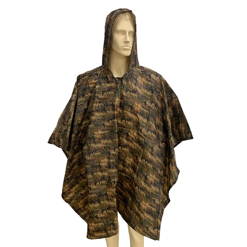Hiking Camping Emergency Waterproof Lightweight Unisex Hooded Raincoat Camouflage Tactical Poncho
