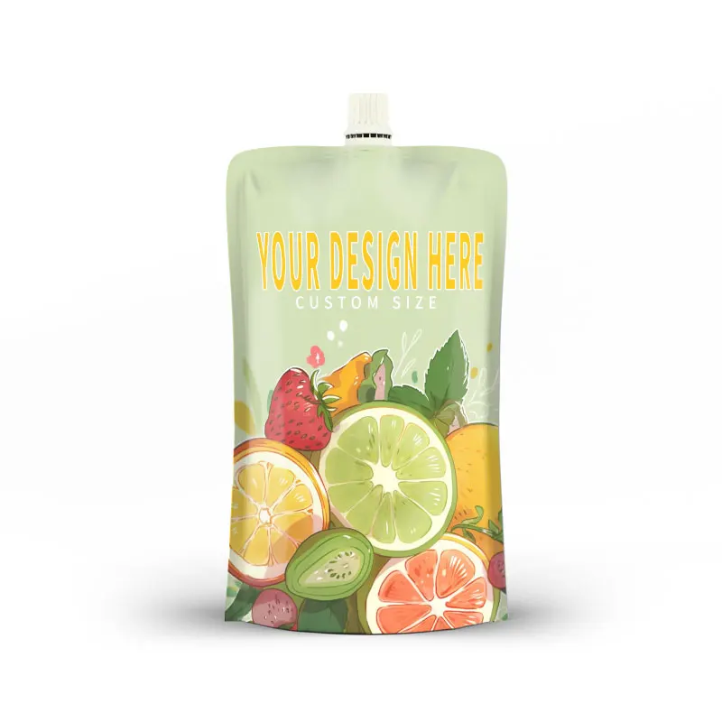 Custom Print on Reusable Marmalade Juices Drink Syrup Spout Pouch Stand Up Plastic Liquid Pouch