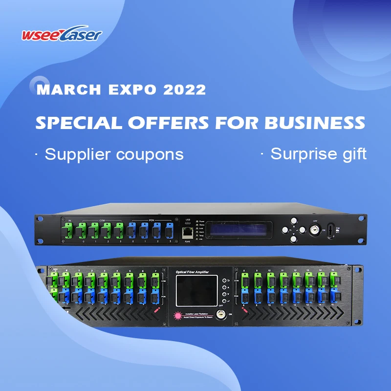 CATV 1550nm FTTH GPON WDM EDFA 8 16 32 Port 19dBm Fiber Optical Amplifier EDFA