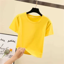 Fashion Wholesale Spring Oversize Blank Yoga Top Women Tees Cropped Plain T Shirt For Ladies