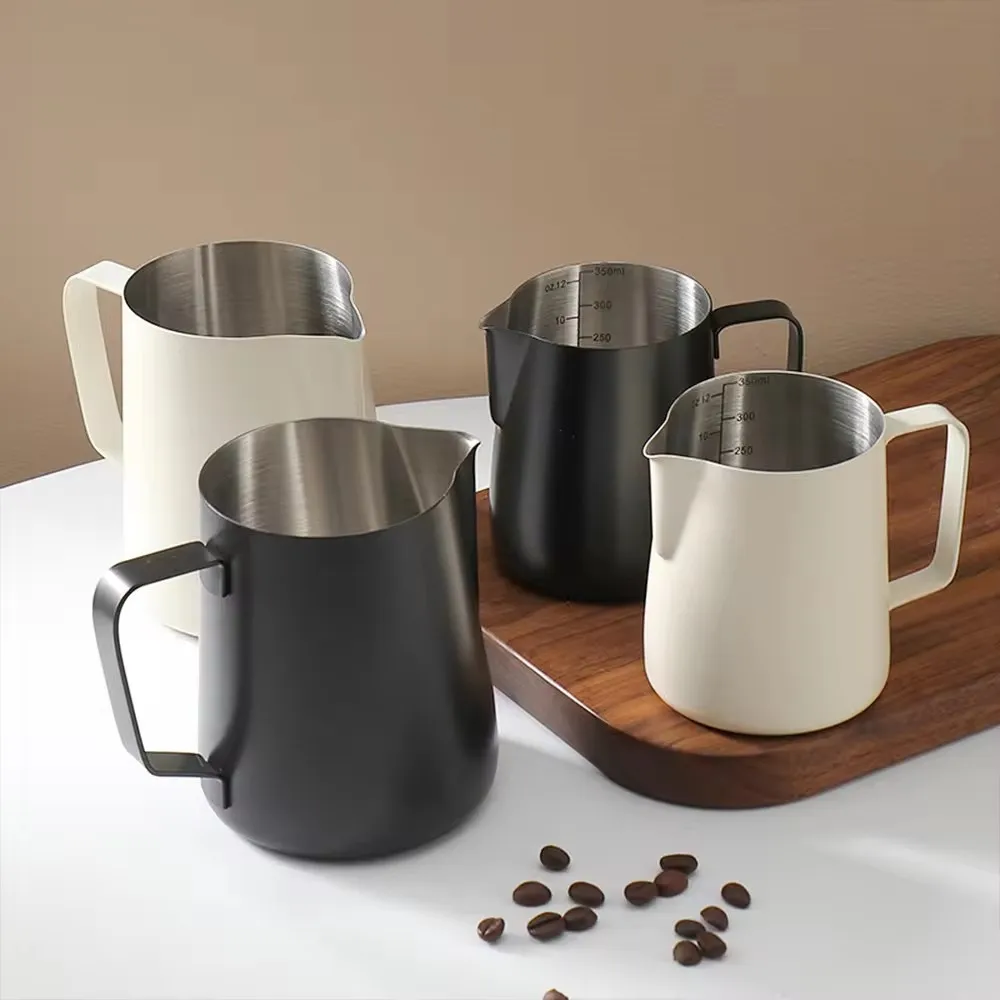 Custom Logo Espresso Stainless Steel Steaming Pitchers Tea Coffee Accessories Internal Scale Measurements Quality Milk Cup
