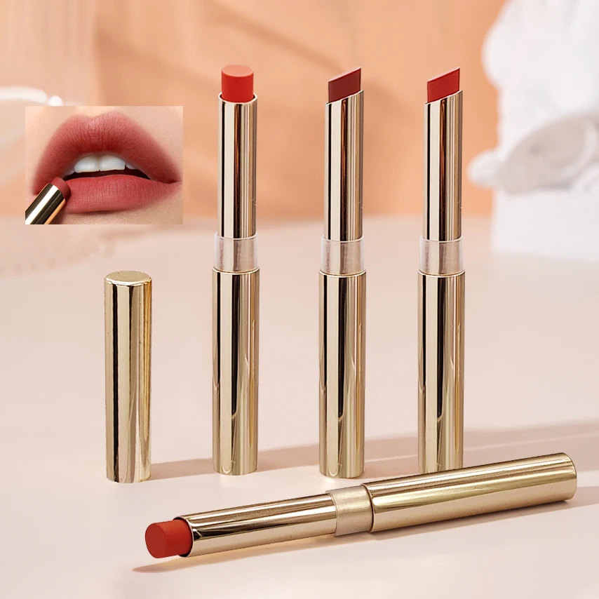 wholesale high quality private label customize vegan mini matte lipstick gold long lasting lipsticks