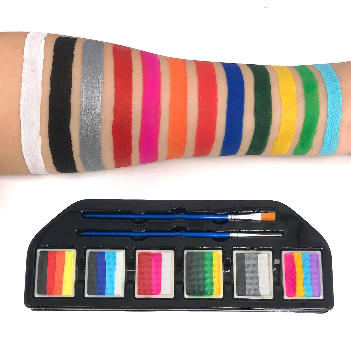 Rainbow Face Paint Set Stencil makeup kid stencil tattoo body art water based multi colors face painting Palette