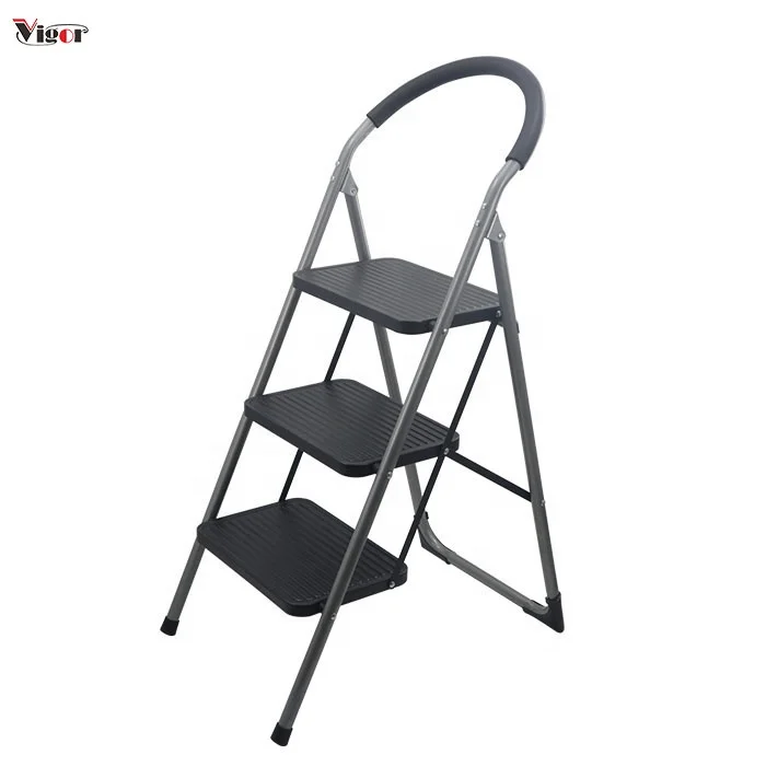 Household Portable Stainless Steel Folding  Safety Step Ladders With Handrail