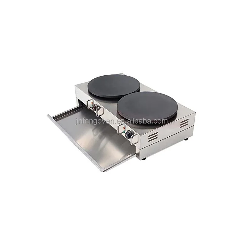 Restaurant equipment LPG gas double head crepe maker machine / crepe making machine