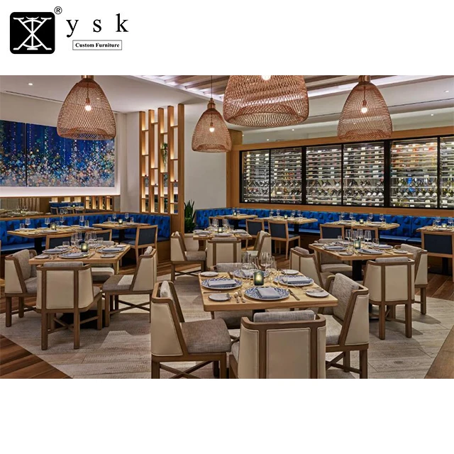 Commercial Furniture Restaurant Wooden Dining Table and Leather Chair Sets RF-598